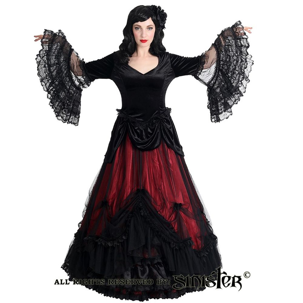 Sinister - 504 Lange rok - Zwart/Bordeaux rood